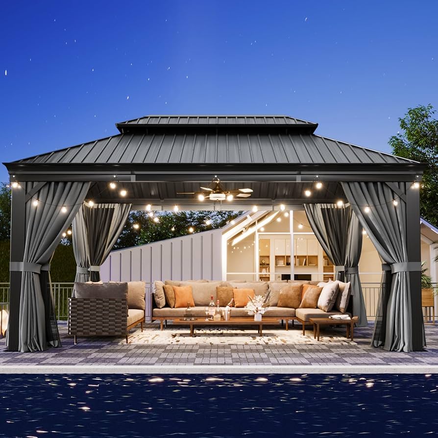 Amazon.com : Aoxun 12' X 16' Permanent Hardtop Gazebo